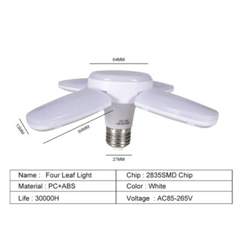 Led E27 LED крушка Вентилатор AC 220V 110V Bombilla 28W Сгъваема LED крушка Lampada за домашно таванно осветление Панел Стая Декорирайте