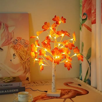 USB Maple Tree Lamp 24 Light LED Spirit Artificial Bonsai Tree Night Light Festival Декоративна лампа за моделиране за спалня Desktop