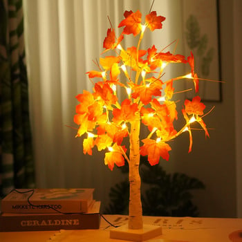 USB Maple Tree Lamp 24 Light LED Spirit Artificial Bonsai Tree Night Light Festival Декоративна лампа за моделиране за спалня Desktop