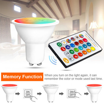 LED Bulb GU10 8W Spotlight Dimmable RGB LED Bulb Lamp 16 Color Bulb Διακόσμηση σπιτιού AC 85-265V RGBW RGBWW με τηλεχειριστήριο υπερύθρων