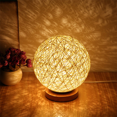Lampă de masă cu LED din răchită, 220 V, priză UE, lumină de noapte, cu reglaj, lampă de noptieră, decorare dormitor, lampă de birou, cadou creativ
