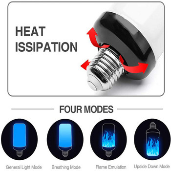 E27 LED декоративна крушка с ефект на пламък 4 режима LED динамичен пламък синя светлина Креативна царевична крушка Ефект на симулация на пламък Нощна светлина
