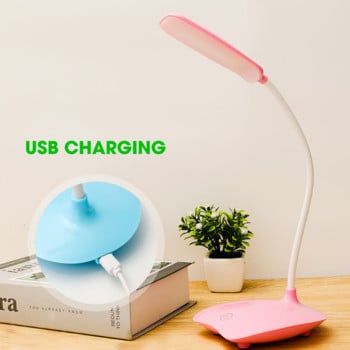 LED настолна лампа Спалня USB акумулаторна лампа за четене с три скорости затъмняване Сгъваема светлина Защита на очите Студентска настолна лампа