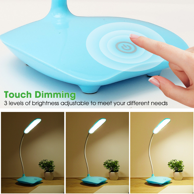 LED stalinė lempa miegamojo USB įkraunama trijų greičių pritemdoma skaitymo lempa Sulankstoma šviesa akių apsaugos studento stalinė lempa