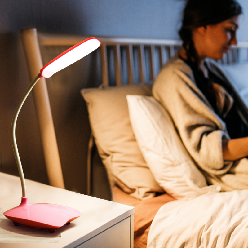 LED stalinė lempa miegamojo USB įkraunama trijų greičių pritemdoma skaitymo lempa Sulankstoma šviesa akių apsaugos studento stalinė lempa