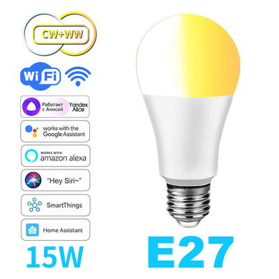 Lampă WiFi 15W Fiolă Bec LED E27 Becuri inteligente 220V 110V RGB Lampă Yandex Alice Stație Alexa Google Assistant Control aplicație