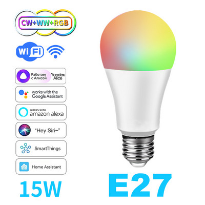 Lampă WiFi 15W Fiolă Bec LED E27 Becuri inteligente 220V 110V RGB Lampă Yandex Alice Stație Alexa Google Assistant Control aplicație