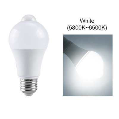 E27 PIR лампа със сензор за движение 12W 15W 18W 20W LED крушка със сензор за движение Инфрачервено излъчване Детектор за движение Сигурна светлина 85-265V