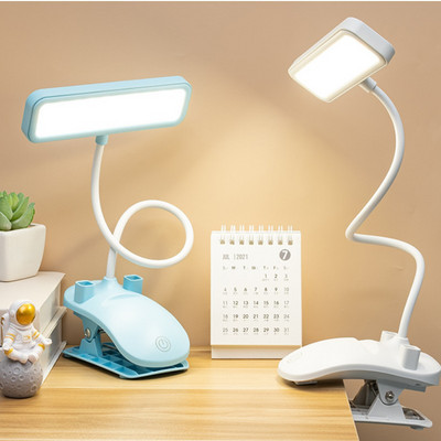 Elastīgs LED USB pildspalvas turētājs Grāmatu gaisma Galda lampa Galda lampa Slēdzis Acu aizsardzība Gultas istabas mācību lampa Nakts gaisma ar klipsi