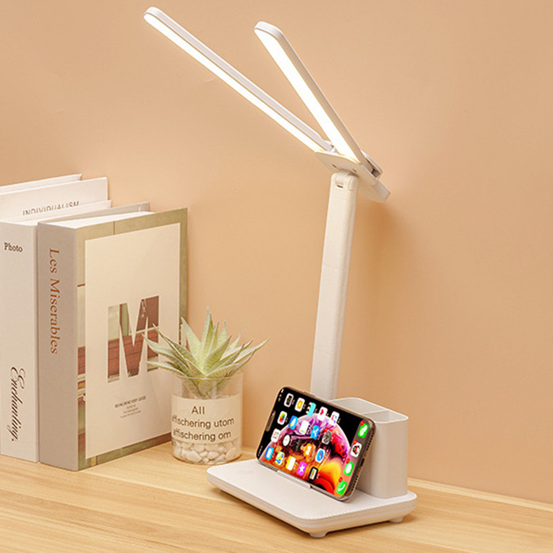 Összecsukható éjjeli lámpa, dupla fejű, 40 LED-es éjjeli lámpa Szemvédő Asztali lámpák Fokozatmentesen sötétedő asztali lámpa Éjszakai lámpa