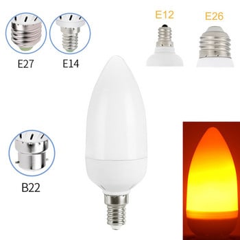 Φωτιστικό LED φλόγας E27 E26 E14 E12 Light Flame Bulb Effect Fire Flickering Emulation 3W 5W 7W 9W Διακοσμητικό AC85-265V