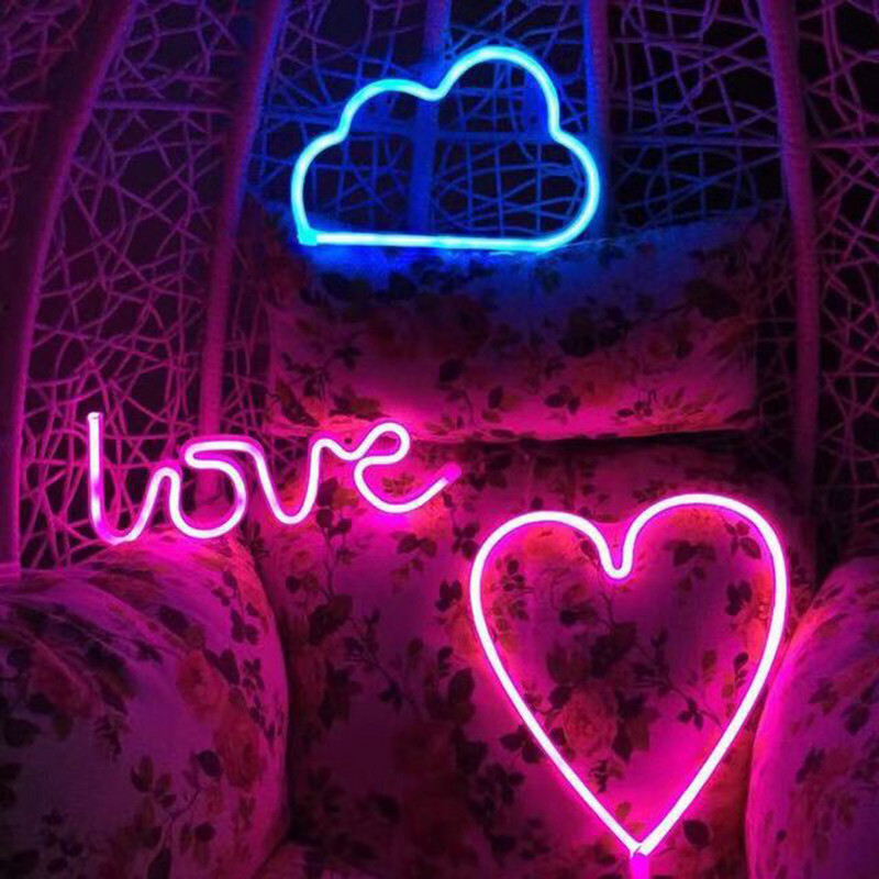 5V Neon LED Lampă pentru semne de neon Cute Cat Star Moon Nori USB/Baterie lumini de noapte pentru nuntă, petrecere de Crăciun, decorare acasă