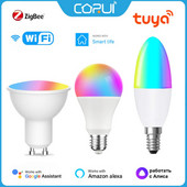 CORUI Tuya WiFi/Zigbee intelligens villanykörte E27/E14/GU10 RGBCW LED izzó, szabályozható izzók Alexa Google Home-hoz Alice Smart Life