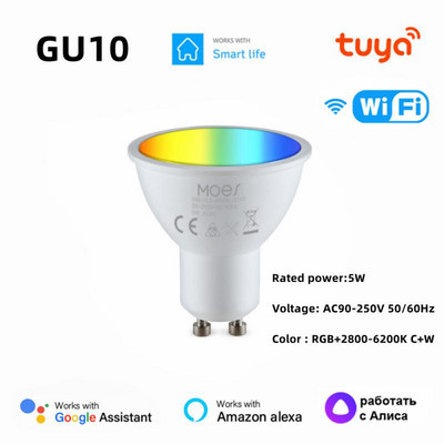 CORUI Tuya WiFi/Zigbee intelligens villanykörte E27/E14/GU10 RGBCW LED izzó, szabályozható izzók Alexa Google Home-hoz Alice Smart Life