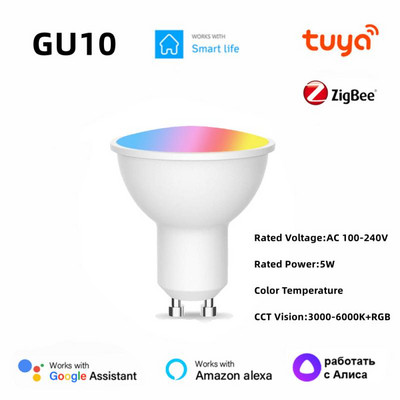 CORUI Tuya WiFi/Zigbee intelligens villanykörte E27/E14/GU10 RGBCW LED izzó, szabályozható izzók Alexa Google Home-hoz Alice Smart Life