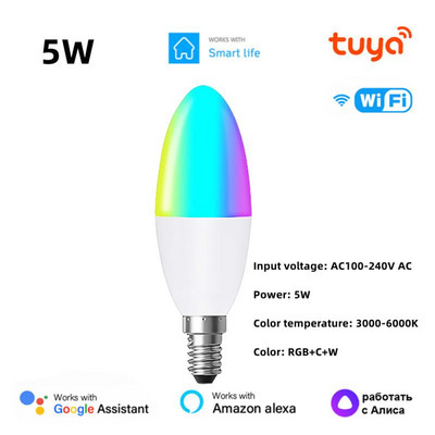 CORUI Tuya WiFi/Zigbee intelligens villanykörte E27/E14/GU10 RGBCW LED izzó, szabályozható izzók Alexa Google Home-hoz Alice Smart Life