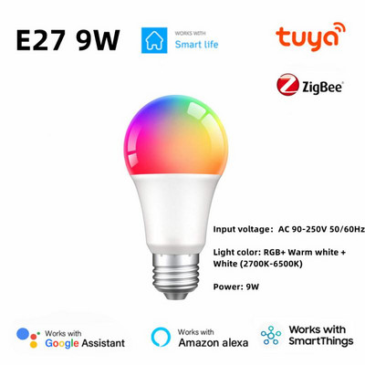CORUI Tuya WiFi/Zigbee intelligens villanykörte E27/E14/GU10 RGBCW LED izzó, szabályozható izzók Alexa Google Home-hoz Alice Smart Life