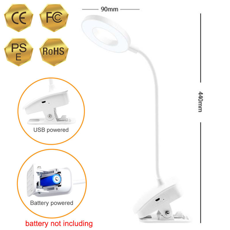 Lampă de birou DC 5V USB, lampă de masă, reîncărcabilă, cu clemă, carte de lectură pentru pat, lumină de noapte, lumină de lectură cu LED, îndoirea țevii flexibile