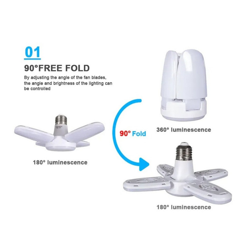 E27 AC220V LED 28W spuldzes ventilatora lāpstiņas laika spuldze salokāma LED spuldze Lampada nakts gaismas mājas griestu apgaismojumam