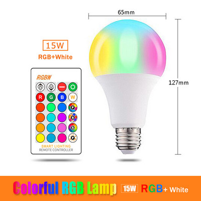 E27 LED RGB svjetiljka Reflektor Žarulja AC 85-265V Bombillas LED 5W 10W 15W IR Bluetooth Control Led Smart RGBW svjetiljka Home Decor Bijela