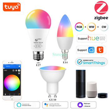 Tuya Smart WiFi Zigbee RGBCCT E27 9W LED Bulb E14 5W LED Φως κεριού GU10 5W LED Spot φωτιστικό Alexa Home Siri Alice Control