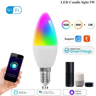 Tuya Smart WiFi Zigbee RGBCCT E27 9W LED Bulb E14 5W LED Φως κεριού GU10 5W LED Spot φωτιστικό Alexa Home Siri Alice Control