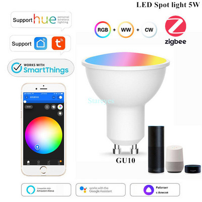 Tuya Smart WiFi Zigbee RGBCCT E27 9W LED Bulb E14 5W LED Φως κεριού GU10 5W LED Spot φωτιστικό Alexa Home Siri Alice Control
