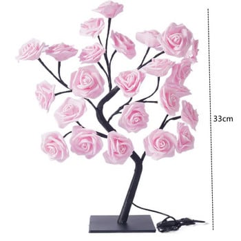 LED настолна лампа Rose Flower Tree USB Night Light Коледна украса Подарък за деца Нощна лампа за спалня Декорация на дома Настолна лампа