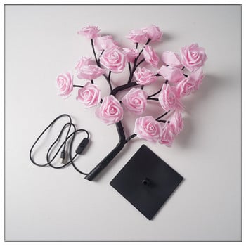 LED настолна лампа Rose Flower Tree USB Night Light Коледна украса Подарък за деца Нощна лампа за спалня Декорация на дома Настолна лампа