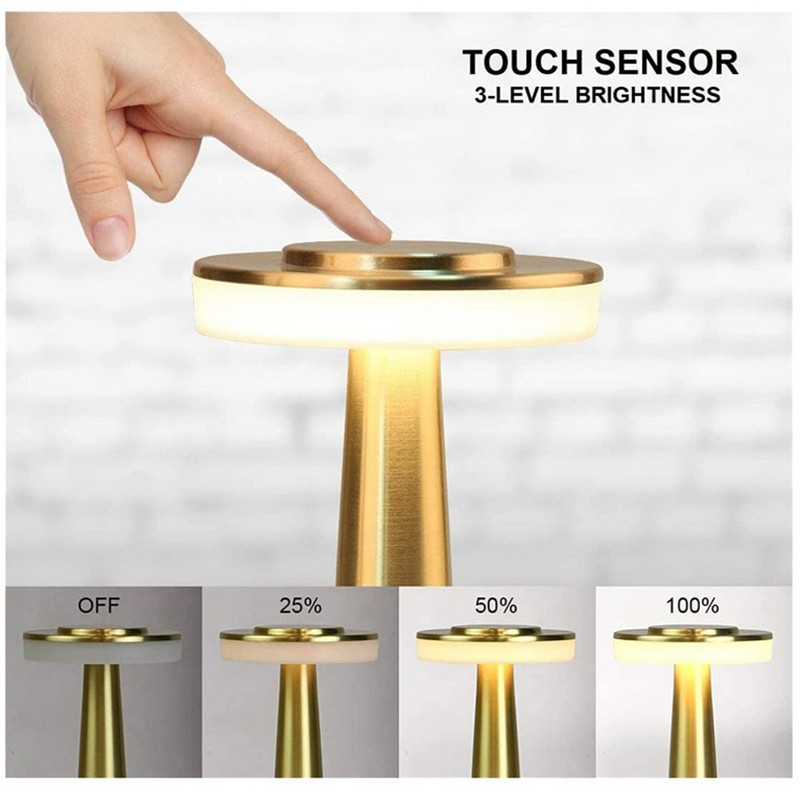 LED galda lampa retro bārs kafijas galda lampa uzlādējams skārienjutīgs bezvadu nakts apgaismojums restorāna viesistabas dekors