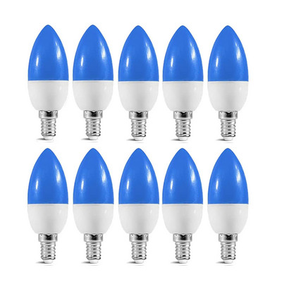 10db színes LED izzó E14 3W RGB Led Izzó C35 Led gyertyafény 5 Szín SMD 2835 AC 220V Zseblámpa Globe Izzó