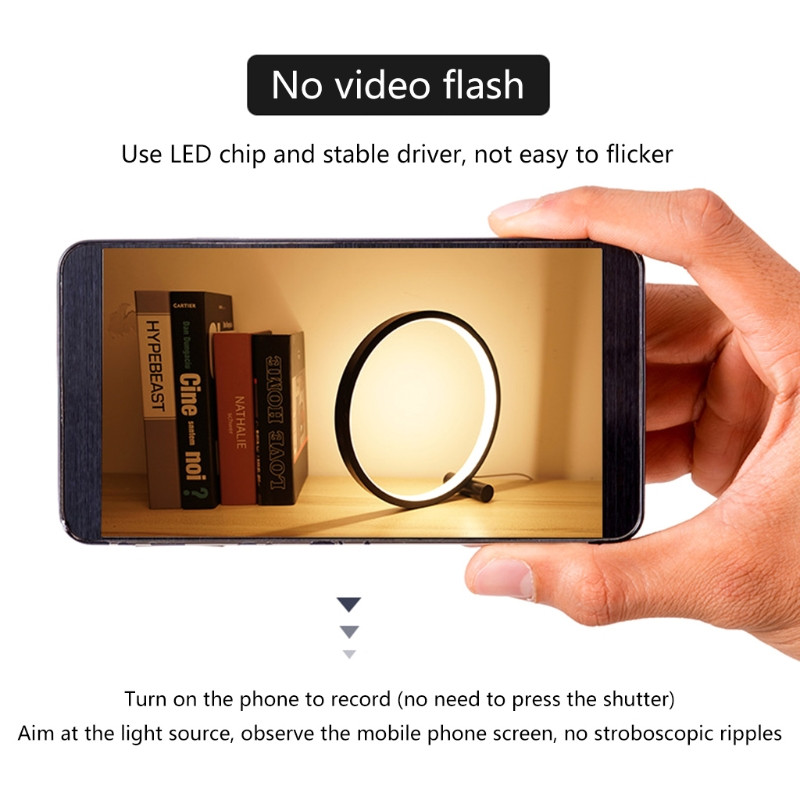 Lampă de masă cu LED Lampă circulară de birou pentru dormitor sufragerie Lumină de noptieră reglabilă