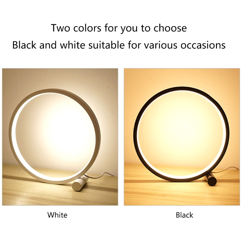 Lampă de masă cu LED Lampă circulară de birou pentru dormitor sufragerie Lumină de noptieră reglabilă