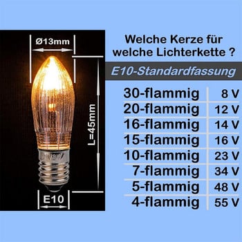 10бр. 3w топла светлина Стъклени крушки Заострени свещи E10 Led резервни крушки за осветителни тела Арка на свещи 12v 14v 34v Edison крушка #p3