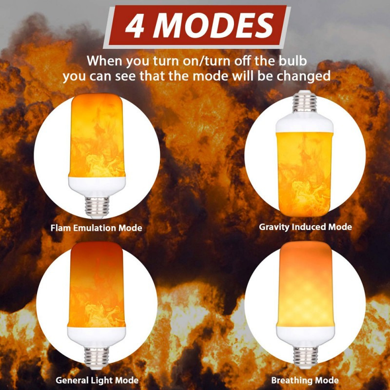 E27 LED-leegipirn Fire 4 režiimi lamp maisipirn värelev LED-valgus dünaamiline leegiefekt AC85V-265V 9W koduvalgustuse jaoks