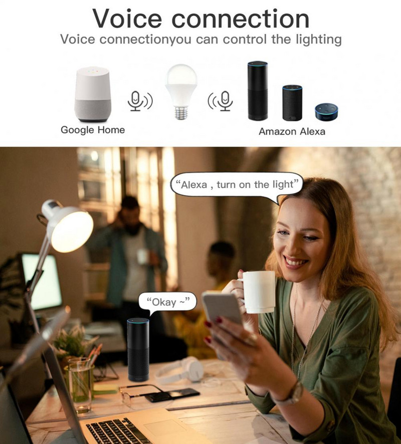CoRui WiFi viedā spuldze, regulējama aukstā un siltā spuldze E27 E26 B22 viedā spuldze balss vadība. Darbs ar Alexa Google Home viedā māja