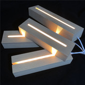 Taisnstūra dižskābarža koka gaismas pamatne USB nakts lampa ar pogas slēdzi LED statīva displejs silti balti LED turētāji akrilam