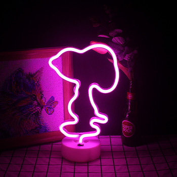 Wanxing LED Neon Sign Kawaii Small Dog Design Light με λάμπα USB/Battery Powered for Children Room House Home Wall Decora Shop Δώρο