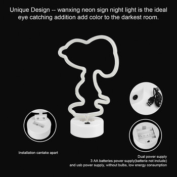 Wanxing LED Neon Sign Kawaii Small Dog Design Light με λάμπα USB/Battery Powered for Children Room House Home Wall Decora Shop Δώρο