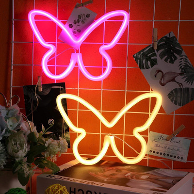 2 τεμάχια Butterfly φώτα νέον Διακόσμηση τοίχου Πινακίδα νέον Φώτα νύχτας για διακόσμηση δωματίου Δώρο γιορτινό πάρτι Διακόσμηση κρεβατοκάμαρας
