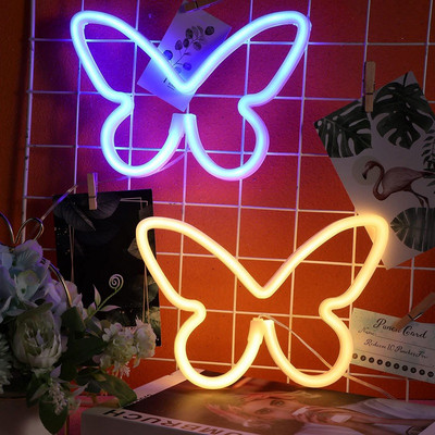 2 τεμάχια Butterfly φώτα νέον Διακόσμηση τοίχου Πινακίδα νέον Φώτα νύχτας για διακόσμηση δωματίου Δώρο γιορτινό πάρτι Διακόσμηση κρεβατοκάμαρας