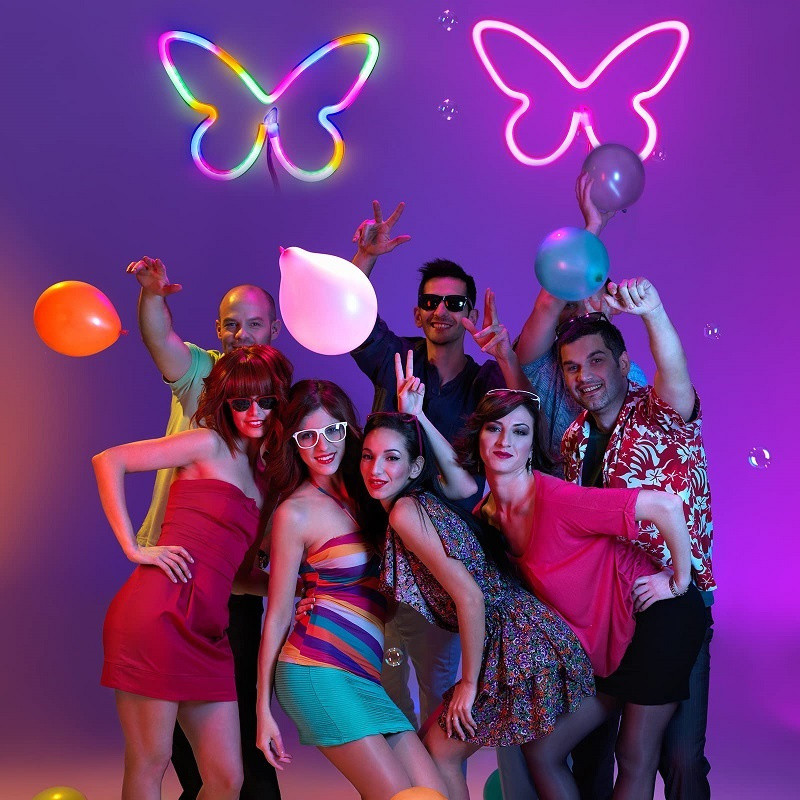 2 tükki Butterfly neoonvalgustid Seinakaunistus Neoonsildiga öövalgustid toa kaunistamiseks Pühadepeo kingitus Magamistoa kaunistus