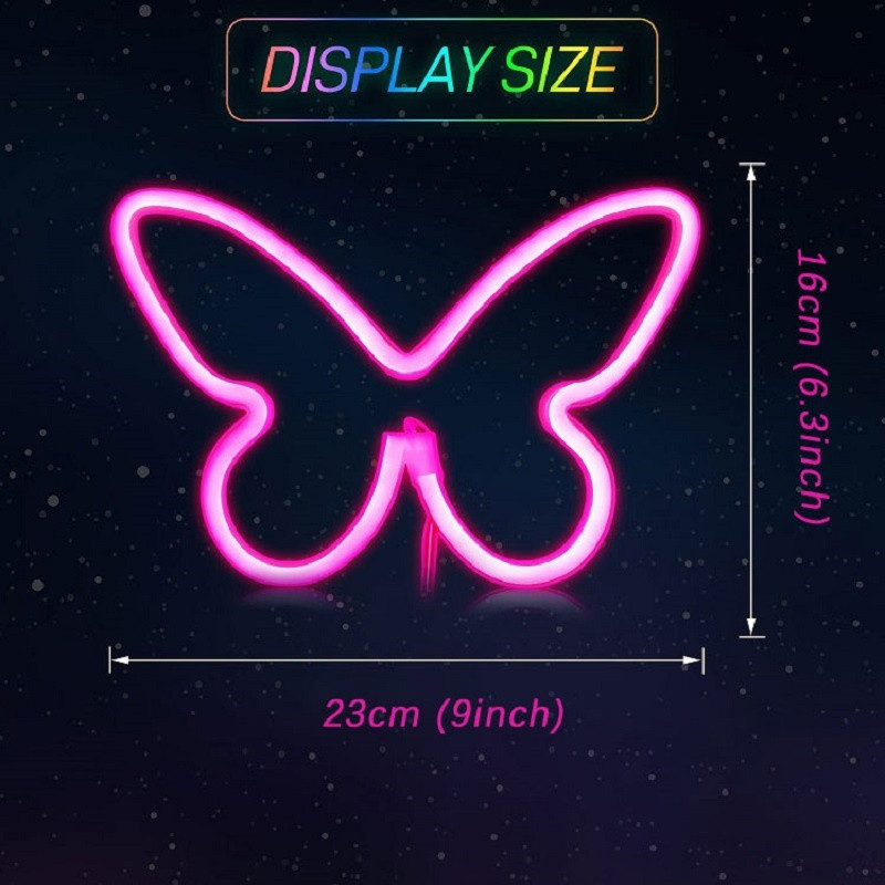 2 tükki Butterfly neoonvalgustid Seinakaunistus Neoonsildiga öövalgustid toa kaunistamiseks Pühadepeo kingitus Magamistoa kaunistus