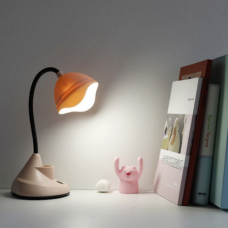 LED szemvédő asztali lámpa olvasólámpa USB tápegység állítható tömlővel éjjeli lámpa Családi hálószoba dolgozószoba világítás