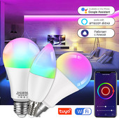 Tuya Smart WiFi izzó Alexa lámpa Alice hangvezérlés E27 18W 12W 15W 10W B22 E14 5W 7W 9W Lampara LED Inteligente otthoni szobához