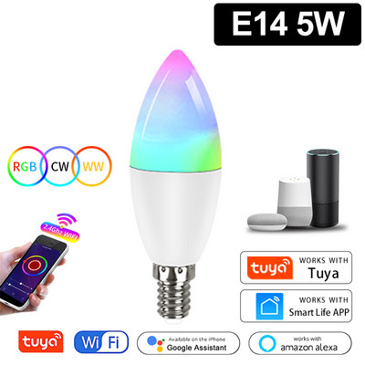 Tuya Smart WiFi izzó Alexa lámpa Alice hangvezérlés E27 18W 12W 15W 10W B22 E14 5W 7W 9W Lampara LED Inteligente otthoni szobához