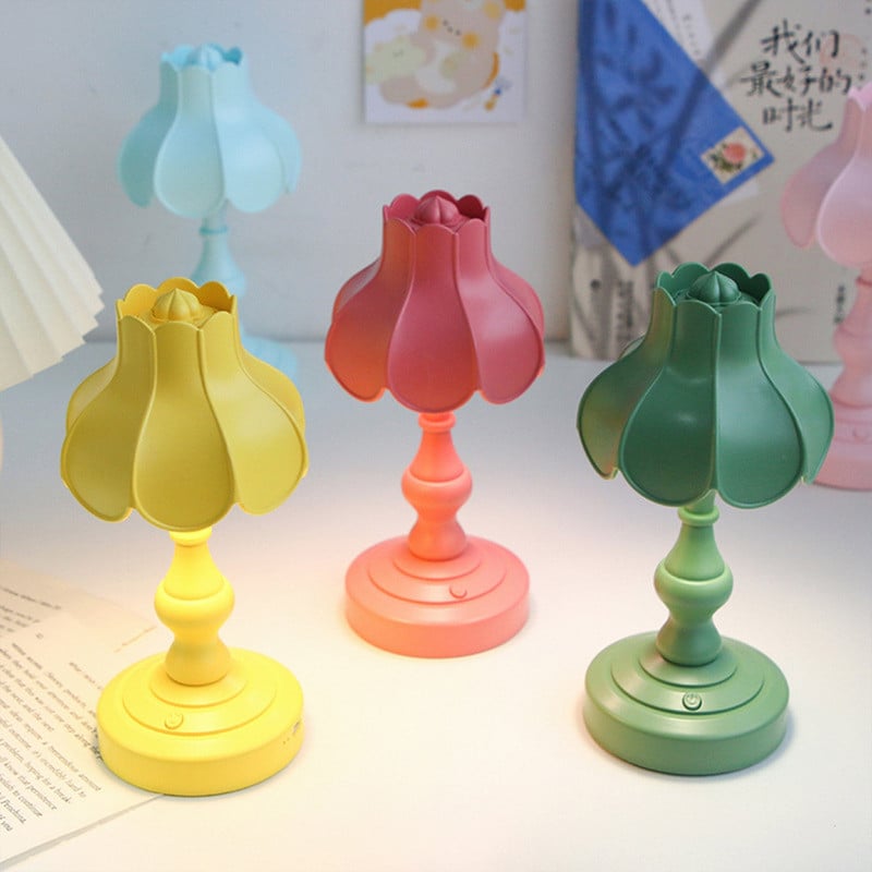 Decor veioza de masa, lampi de birou de noptiera cu port USB, iluminat de noptiera retro din plastic pentru dormitor living, 2W