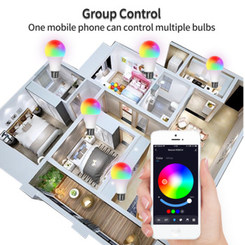 E27 LED Smart Bulb RGB Tuya Λάμπα Bluetooth APP Control Dimmable Ampoule LED Light Light 15W Διακόσμηση Χριστουγεννιάτικου πάρτι οικιακού υπνοδωματίου