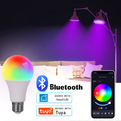 E27 LED intelligens izzó RGB Tuya lámpa Bluetooth APP vezérlés szabályozható ampulla LED izzó 15W otthoni hálószoba karácsonyi parti dekoráció