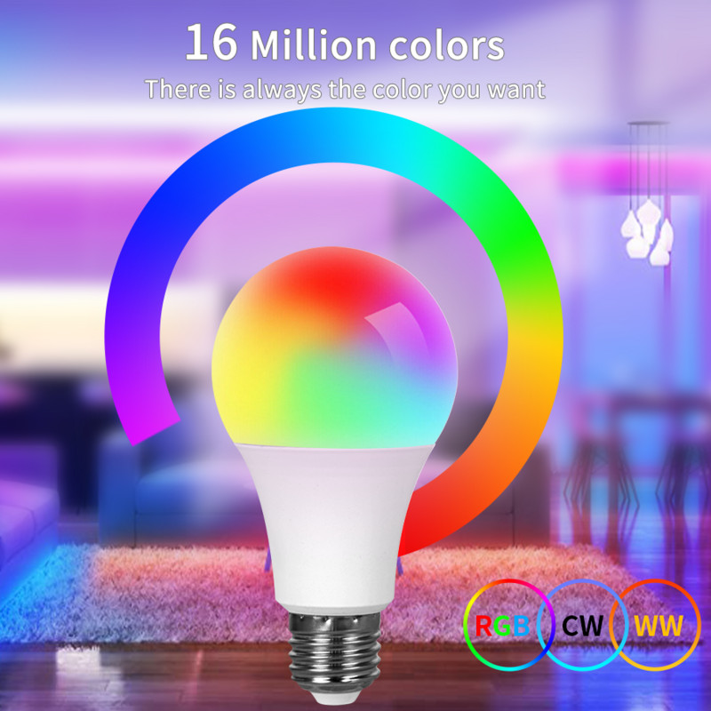 E27 LED intelligens izzó RGB Tuya lámpa Bluetooth APP vezérlés szabályozható ampulla LED izzó 15W otthoni hálószoba karácsonyi parti dekoráció